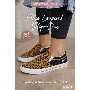 Nike Court Royale Slip On Leopard Cheetah Print Womens 9.5 NWOT